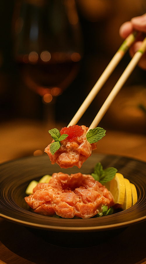 sashimi japonés de gambas